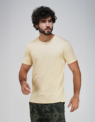 Round Neck Solid T-shirt 100% Cotton Fabric (Cream)